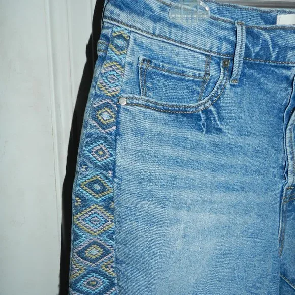Driftwood Lulu Goldie Frayed Jean Shorts blue Aztec medium wash NWT/NEW